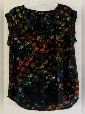 Dark Academia Abstract Floral Cap Sleeve Blouse